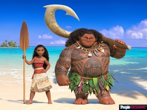 Moana e il suo compagno di viaggio, il semidio Maui